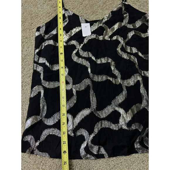 NWT ANN TAYLOR Black Metallic Gold Camisole Top SMALL Holiday Y2k Lightweight - Picture 5 of 6